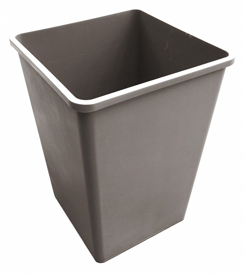 TOUGH GUY Trash Can Square, Beige, 50 gal Capacity, 19 1/2 in Wd/Dia