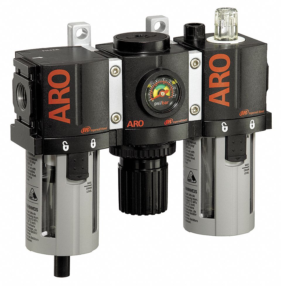 ARO Filter/Regulator/Lubricator, 3/8 in NPT, 0 to 140 psi Adjustment