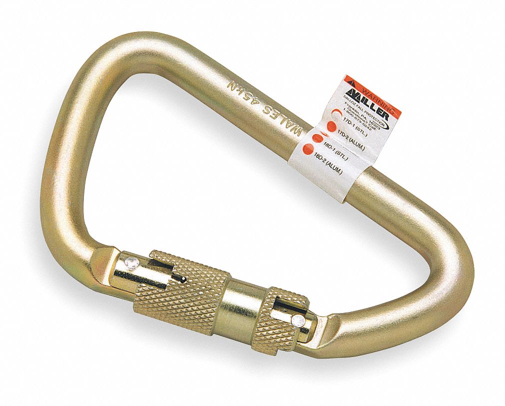 HONEYWELL MILLER Carabiner, OffsetD Carabiner Shape, Gold, 5,000 lb