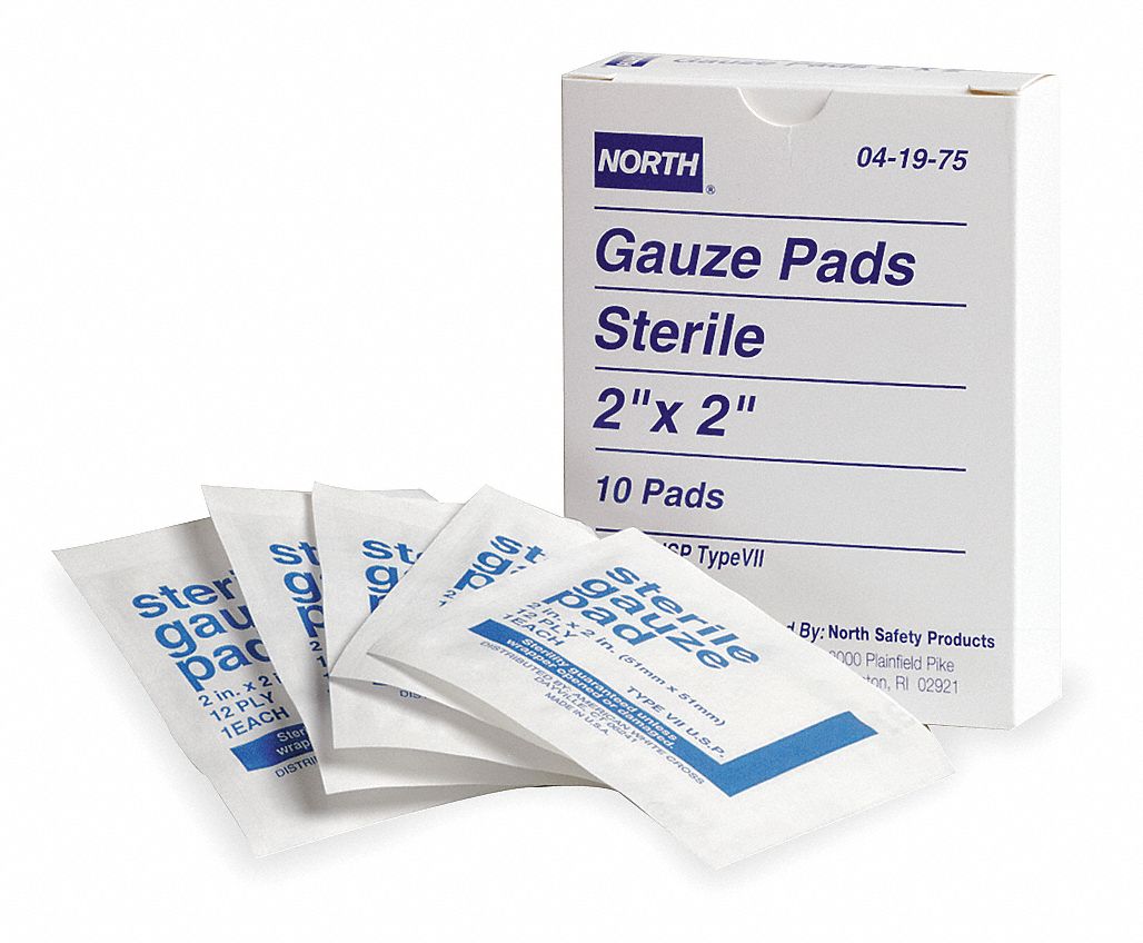 Gauze Pad, Unitized, Sterile, PK 10 Grainger