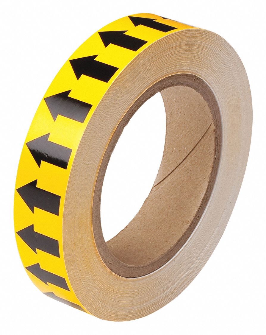 Yellow, Black, Pipe Marking Tape 4T56191424 Grainger