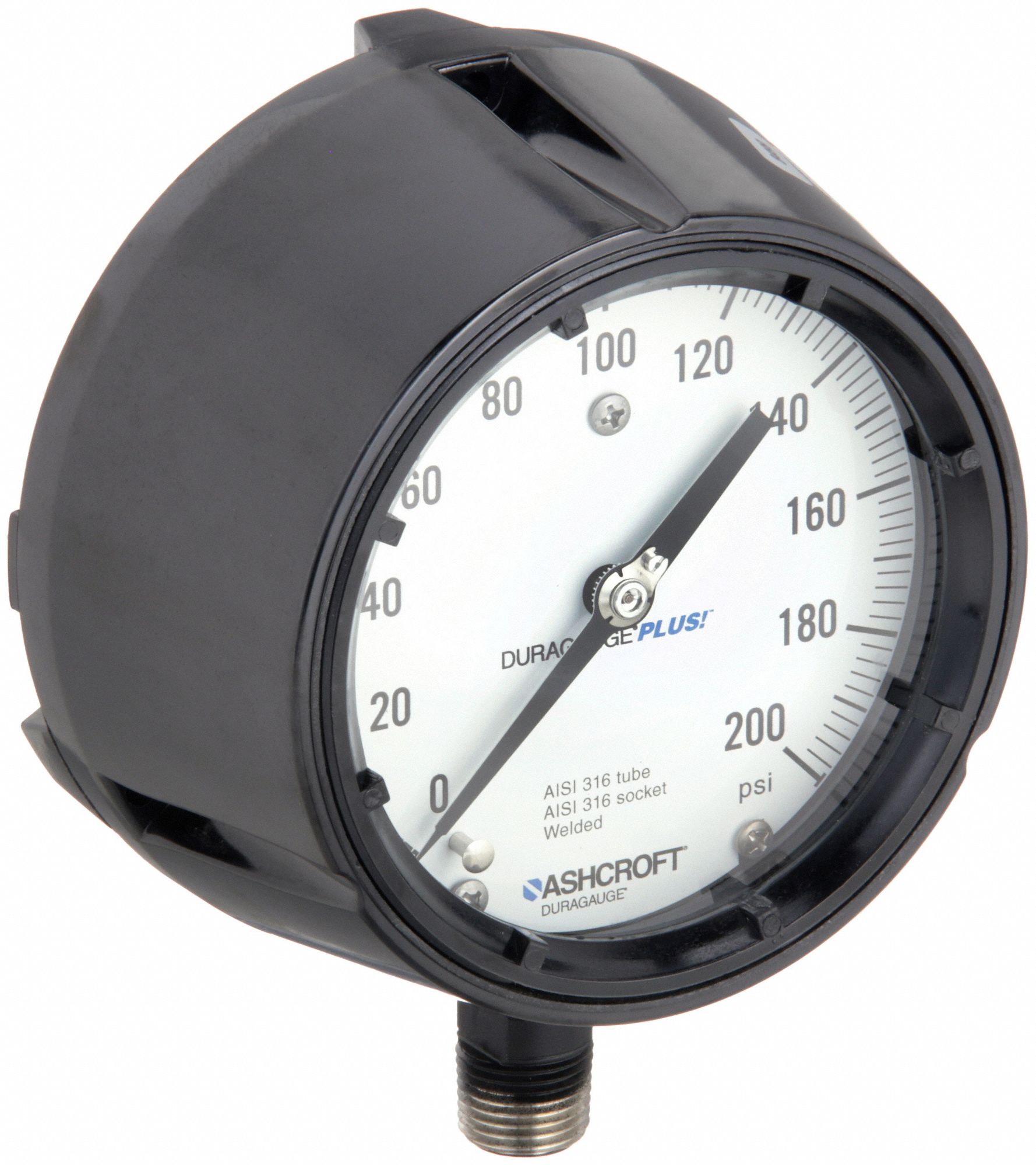 ASHCROFT, 0 to 200 psi, White, Process Pressure Gauge 4TA48