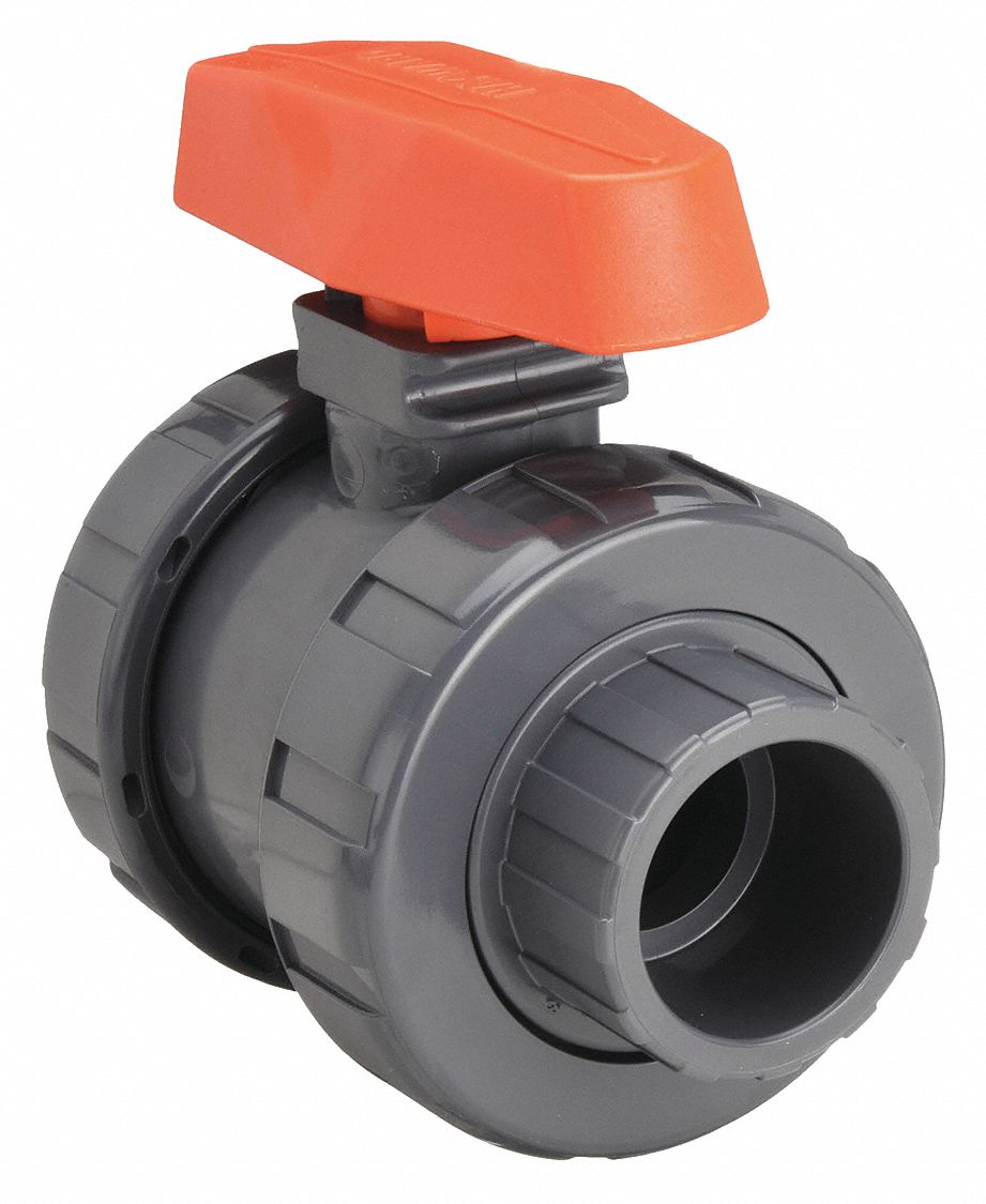 Ball Valve, PVC, Inline True Union, 2-Piece, Pipe Size 1 in - Grainger