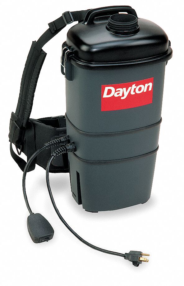 DAYTON Backpack Vacuum, Corded, 75 cfm, Standard Vacuum Filtration Type