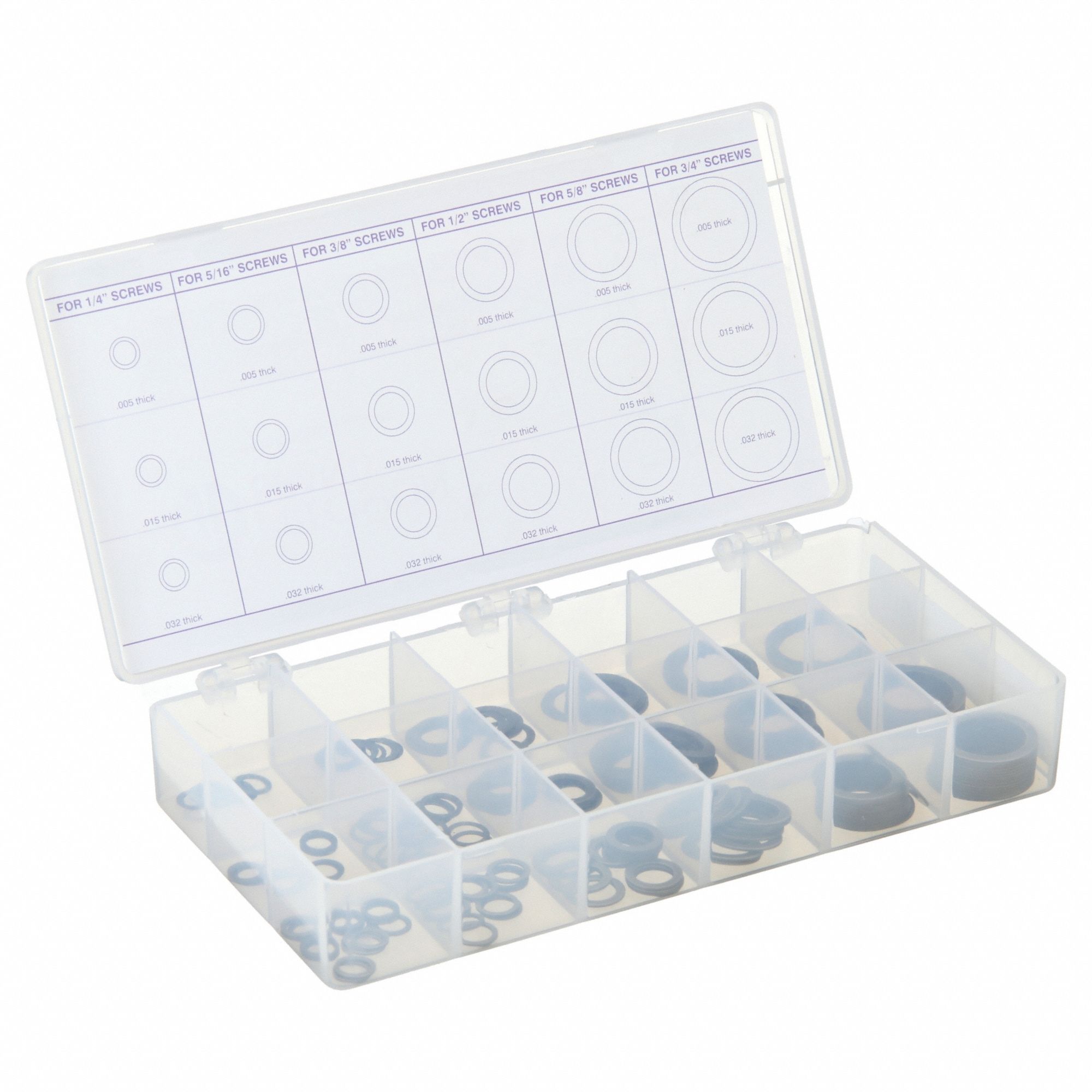 Inch, Shortening Shim, Shortening Shim Assortment,270 pcs,Steel 4TT28