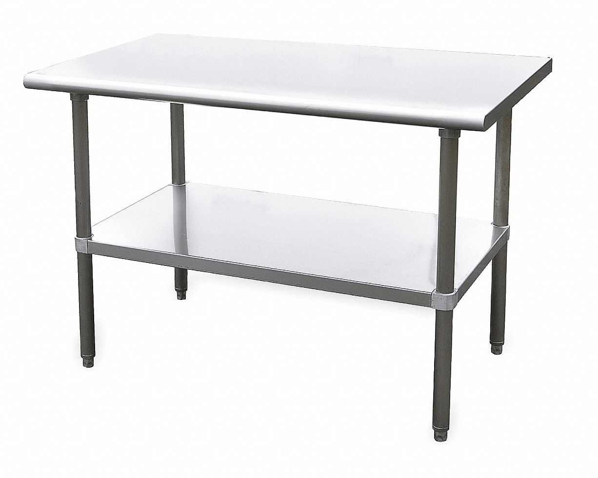 GRAINGER APPROVED Fixed Height Work Table, Stainless Steel, 30 in Depth