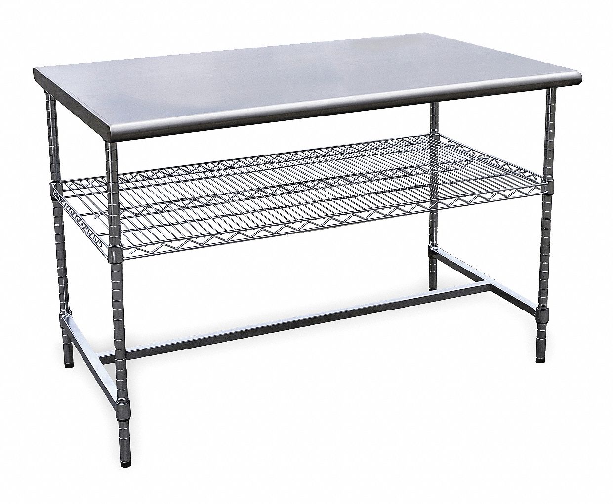 GRAINGER APPROVED Fixed Height Work Table, Stainless Steel, 30 in Depth
