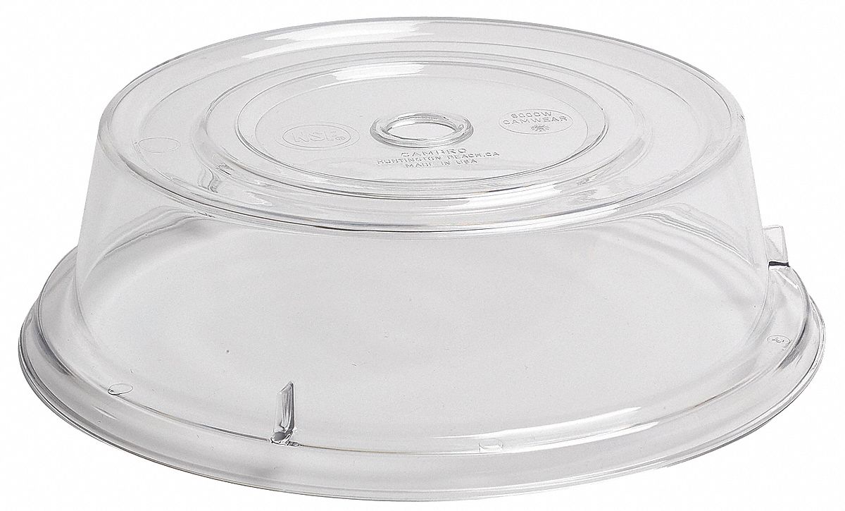 CAMBRO Plate Covers, Dia. 91/8 In, Clear, PK12 4UKL9CA900CW152