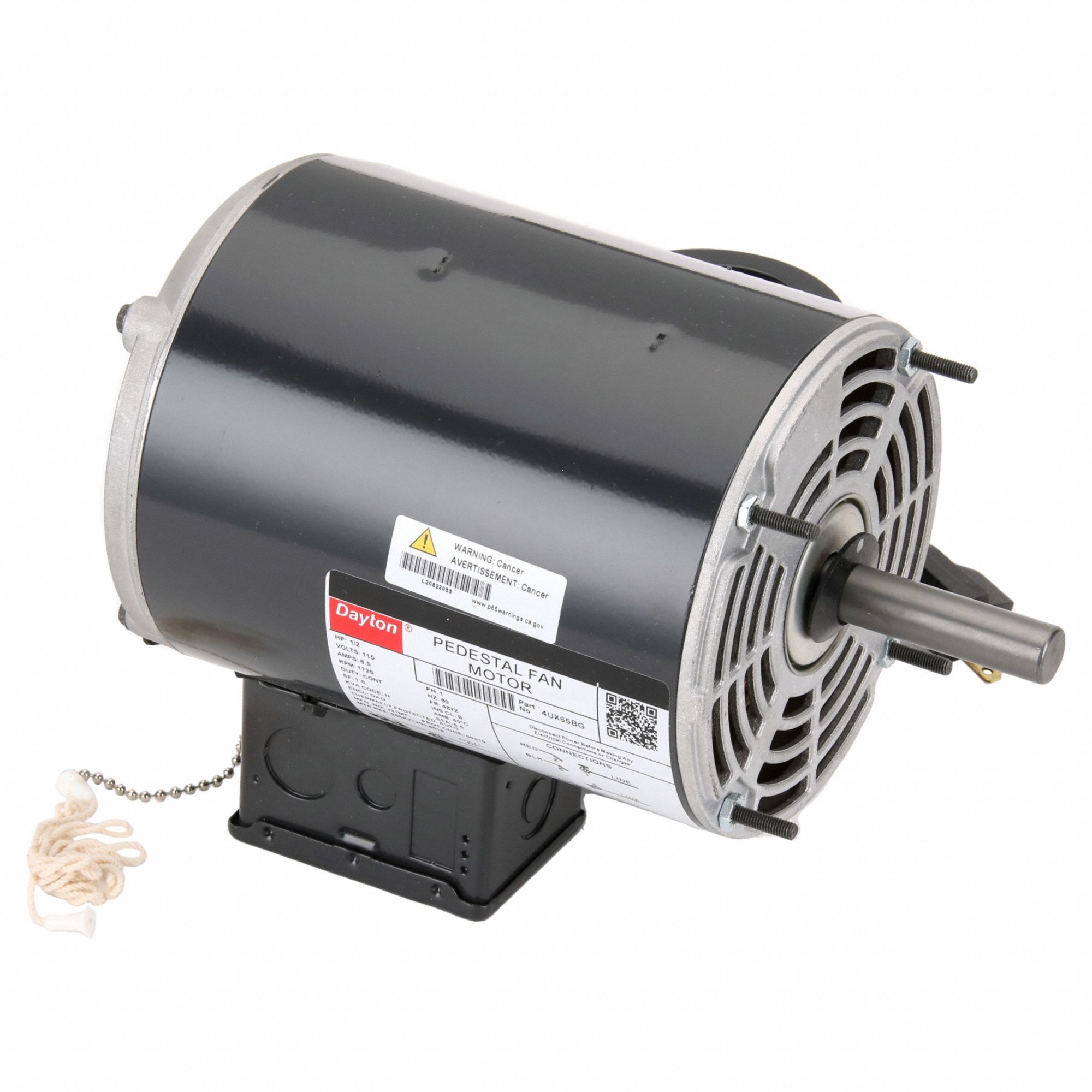 DAYTON, 1/2 HP, 1,725 Nameplate RPM, Pedestal Fan Motor 4UX654UX65