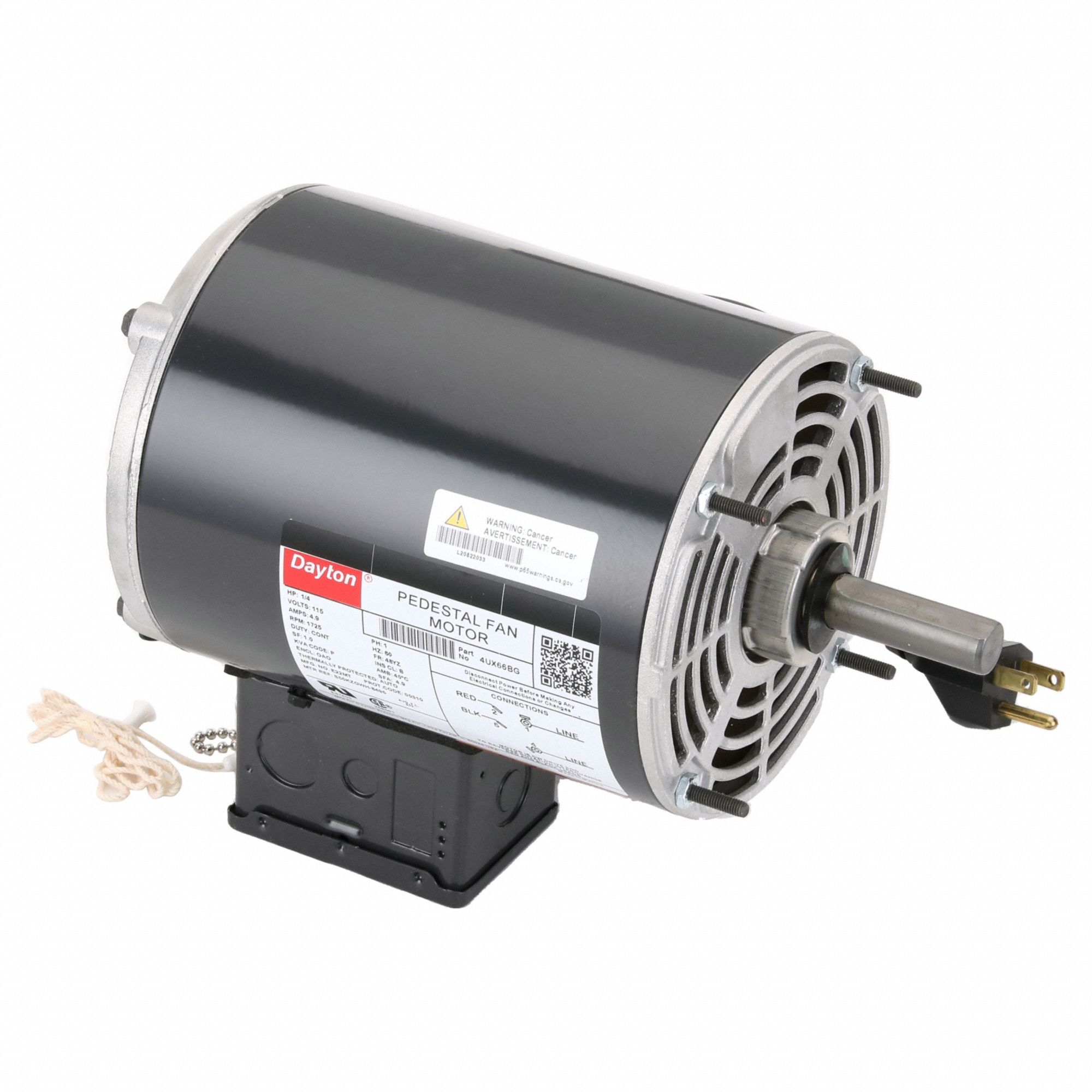DAYTON, 1/4 HP, 1,725 Nameplate RPM, Pedestal Fan Motor 4UX664UX66