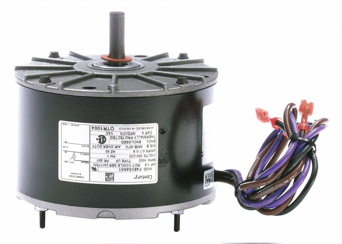 CENTURY Condenser Fan Motor, 1/8 HP, OEM Replacement Brand Trane