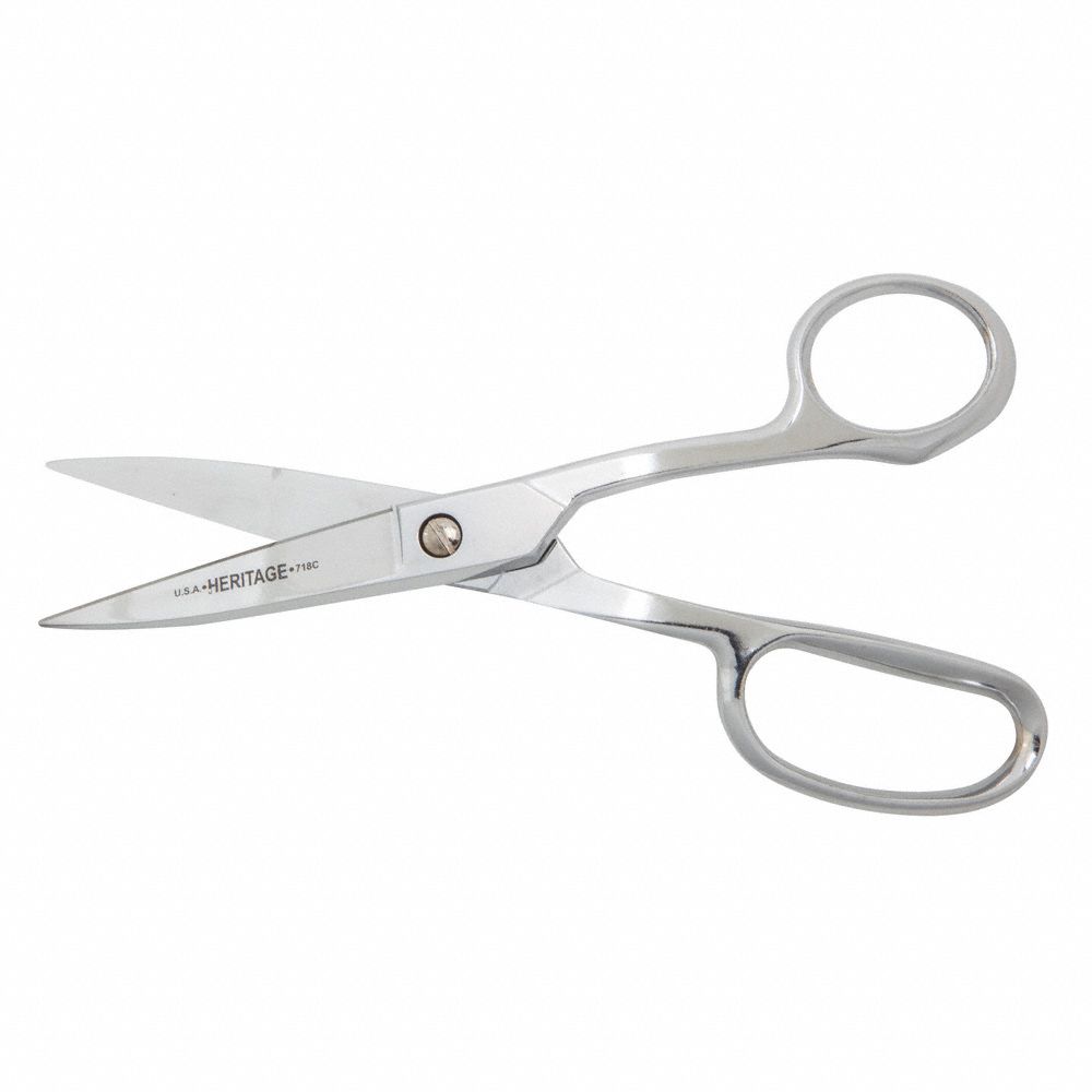 HERITAGE Carpet Shears, Multipurpose, Offset, Nickel Chrome, 3 in