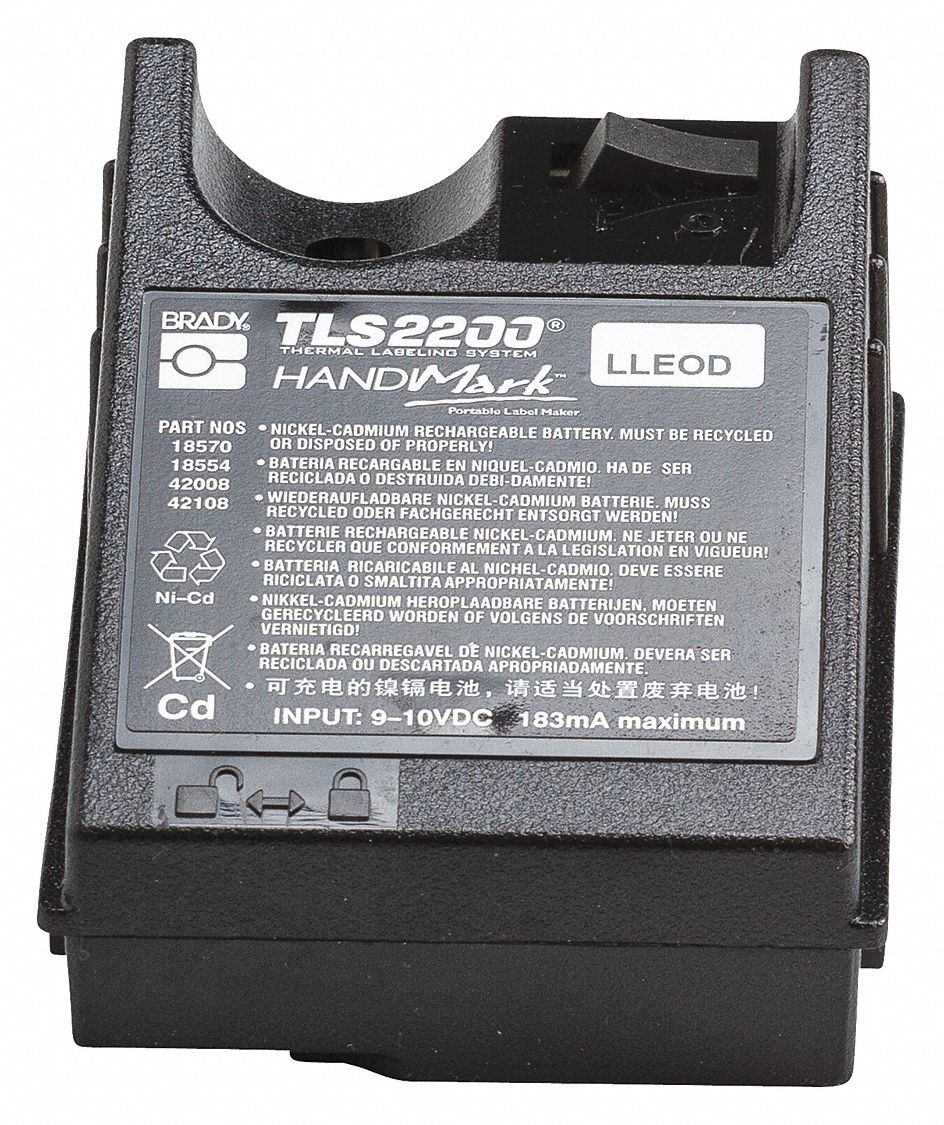 BRADY Battery Pack Rechargeable Battery Pack, HandiMark/TLS 2200 4VH70MBATT18554 Grainger