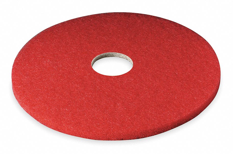 3M 16 in NonWoven Polyester Fiber Round Buffing Pad, 175 to 600 rpm, Red, 5 PK 4WC885100