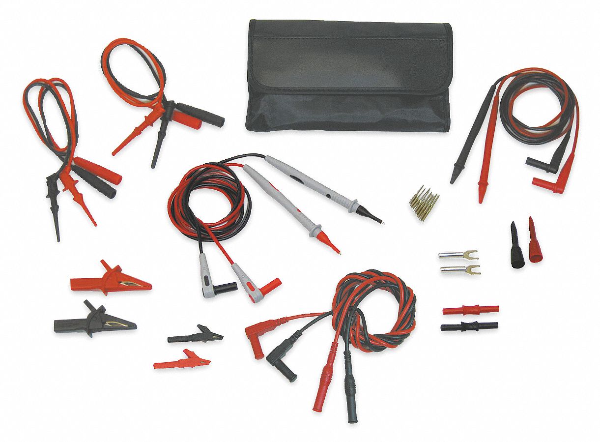 GRAINGER APPROVED 4 ft Modular Test Lead Kit, CAT II 300V, CAT III