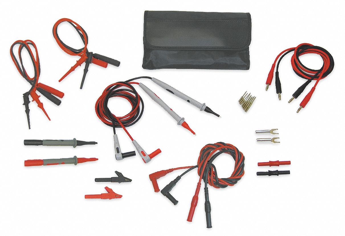 GRAINGER APPROVED 4 ft Modular Test Lead Kit, CAT II 300V, CAT III
