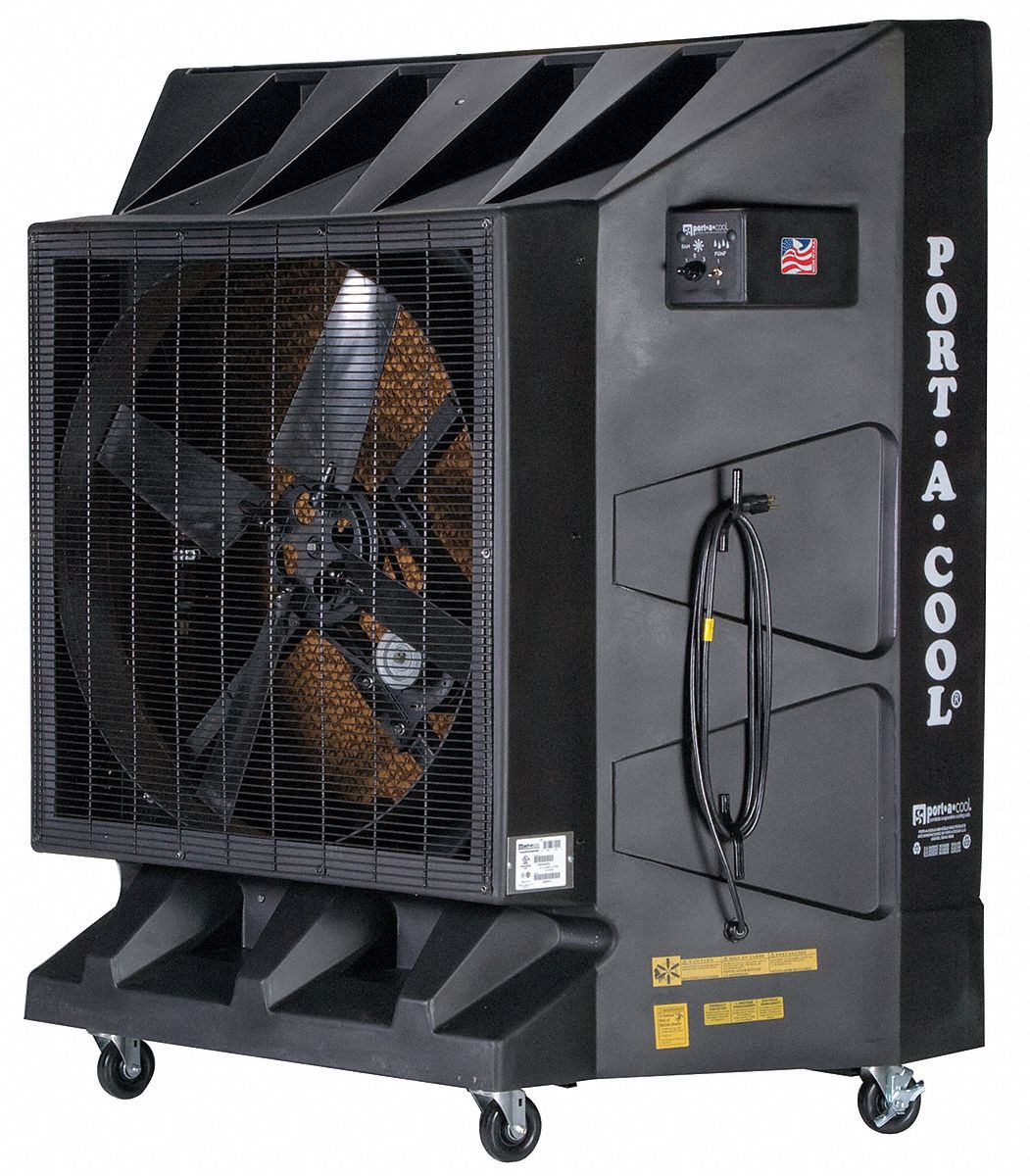 Portable Evaporative Cooler, 4,800/6,600/9,600 cfm, 115V AC Grainger