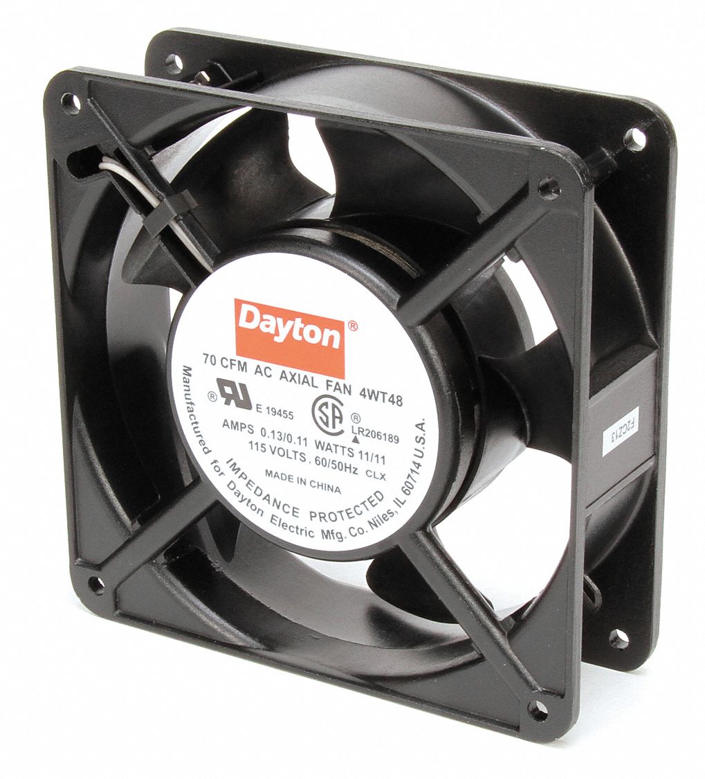 DAYTON, 4 11/16 in Ht, 1 1/2 in Dp, Standard Square Axial Fan 4WT48