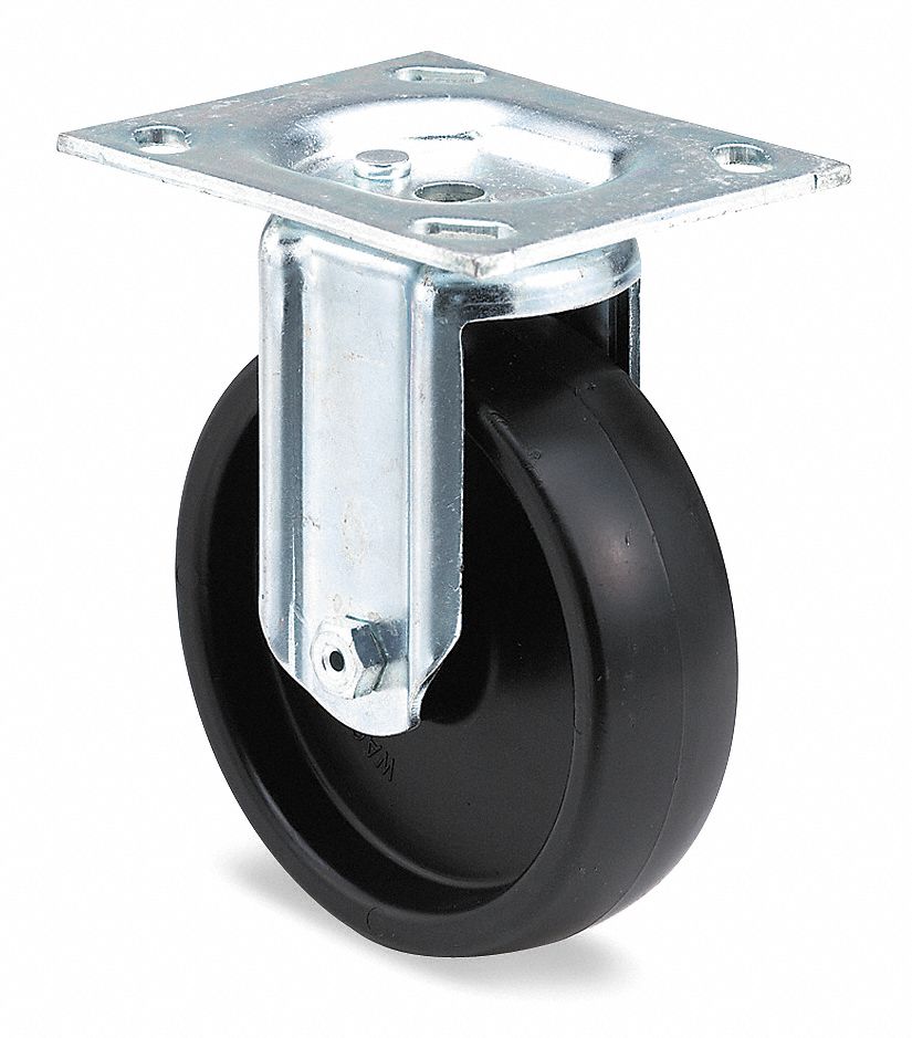Plate Caster, Rigid, Polyolefin, 350 lb, 5 in Wheel Dia. Grainger