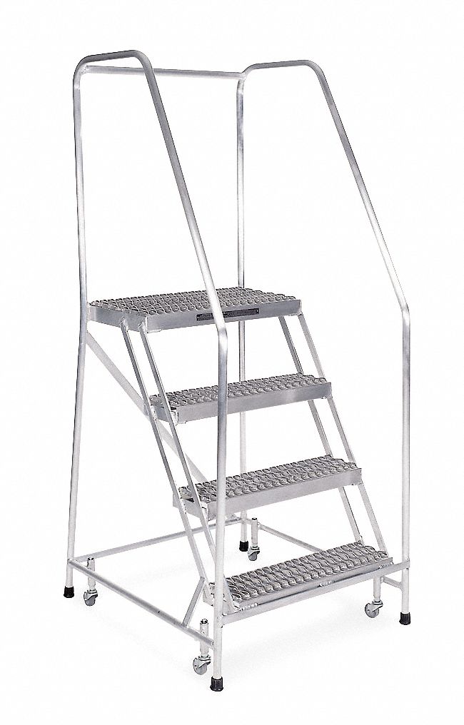 COTTERMAN 4Step Rolling Ladder, Serrated Step Tread, 70 in Overall