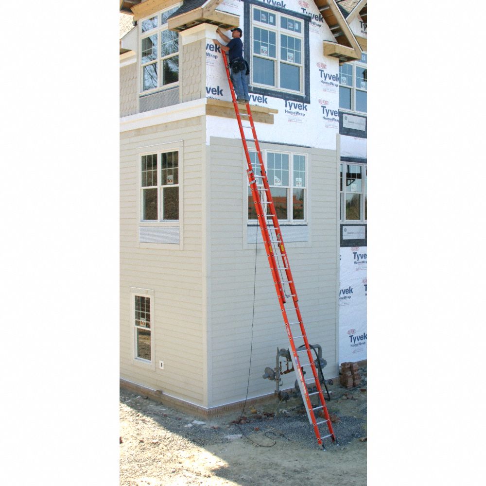 WERNER 40 ft Fiberglass Extension Ladder, 300 lb Load Capacity, 88.5 lb