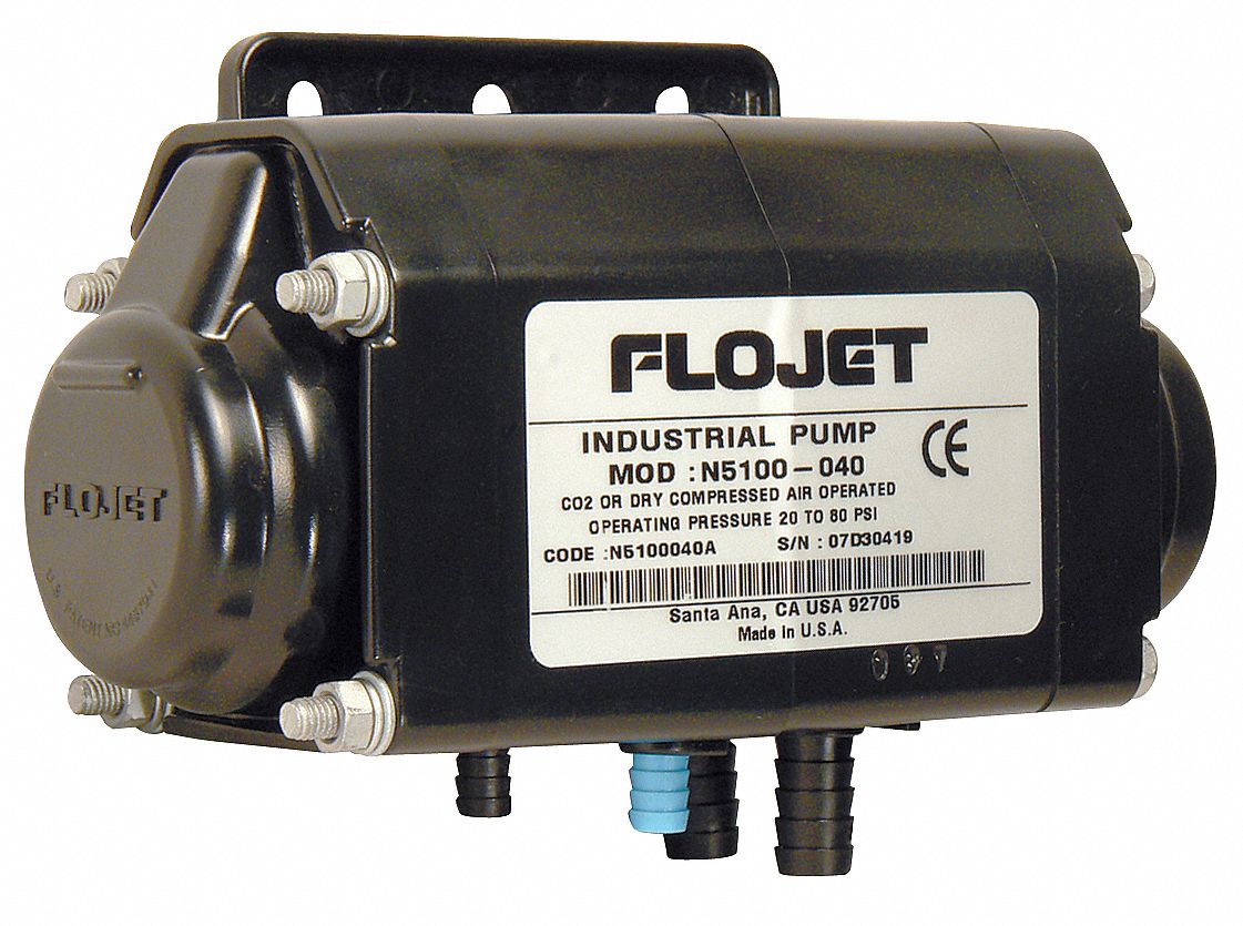 FLOJET Double Diaphragm Pump, 2.5 gpm Max. Flow, Single Manifold