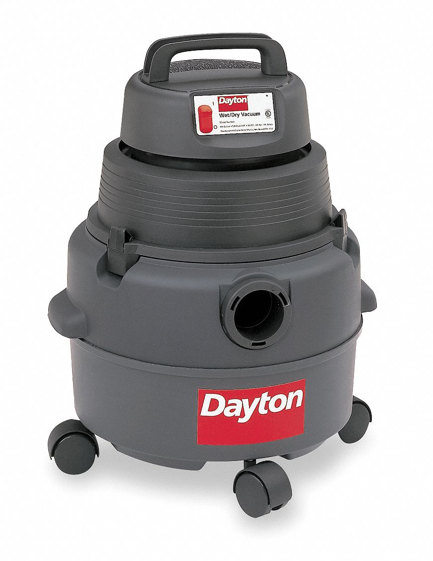 DAYTON Shop Vacuum, 6 gal., Plastic, Standard, 125 cfm, 11/4" Vacuum Hose Dia. 4YE654YE65