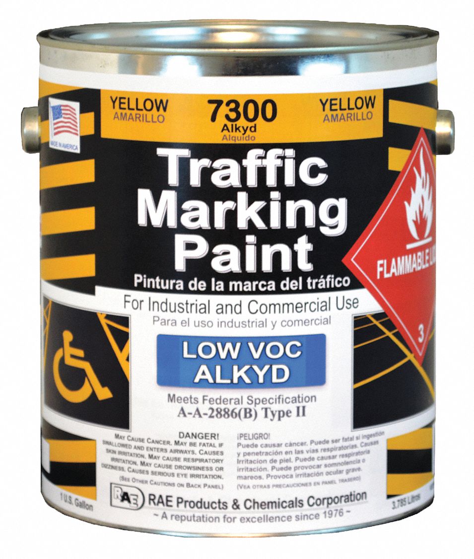 RAE Alkyd SolventBase Traffic Zone Marking Paint, Yellow, 3.78 L