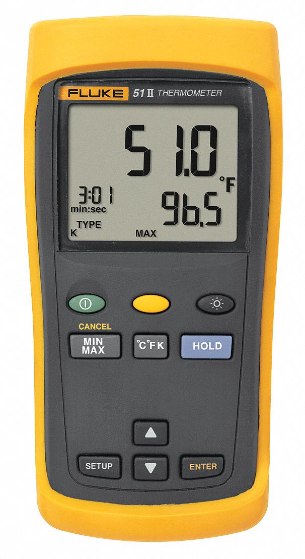 FLUKE Thermocouple Thermometer, Thermocouple, Includes NISTTraceable Certificate Yes 4YV87