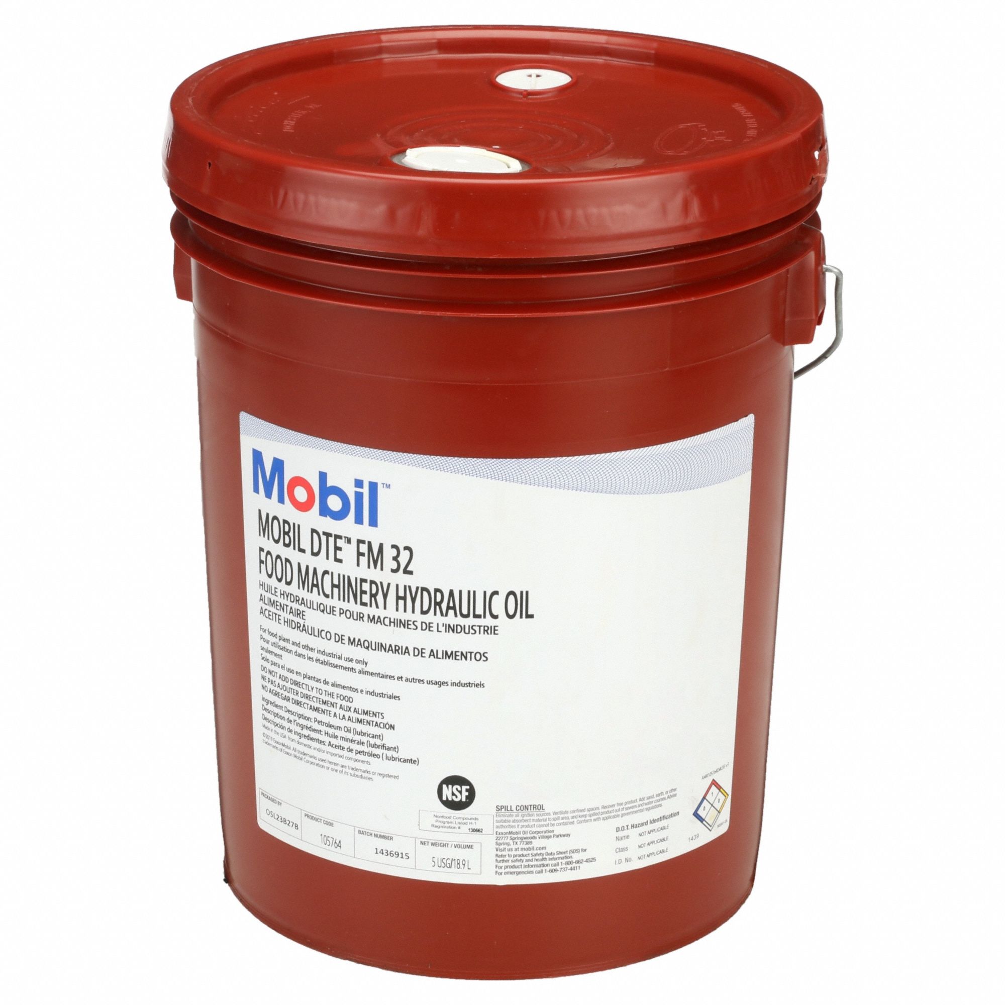 MOBIL, DTE FM, 5 gal, Hydraulic Oil 4ZF37105764 Grainger