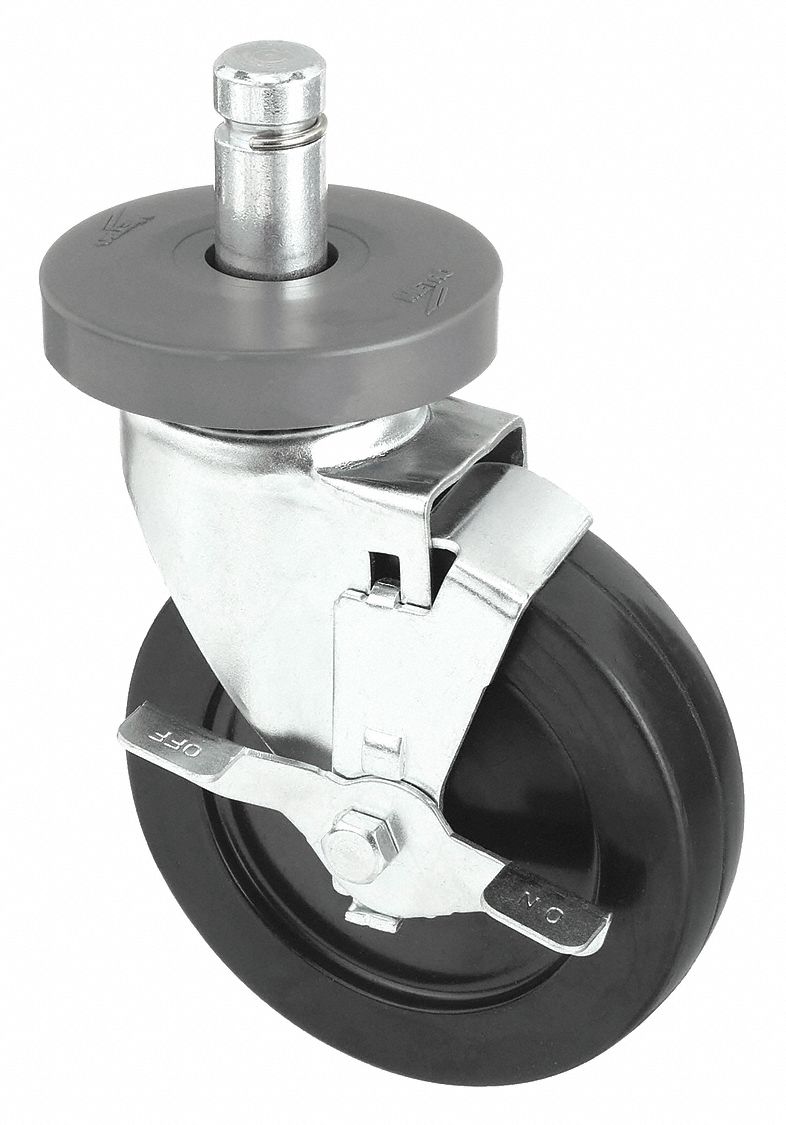 METRO, 6 3/32 in, Rubber, Replacement Caster for Wire Shelving 4ZJ375MB Grainger