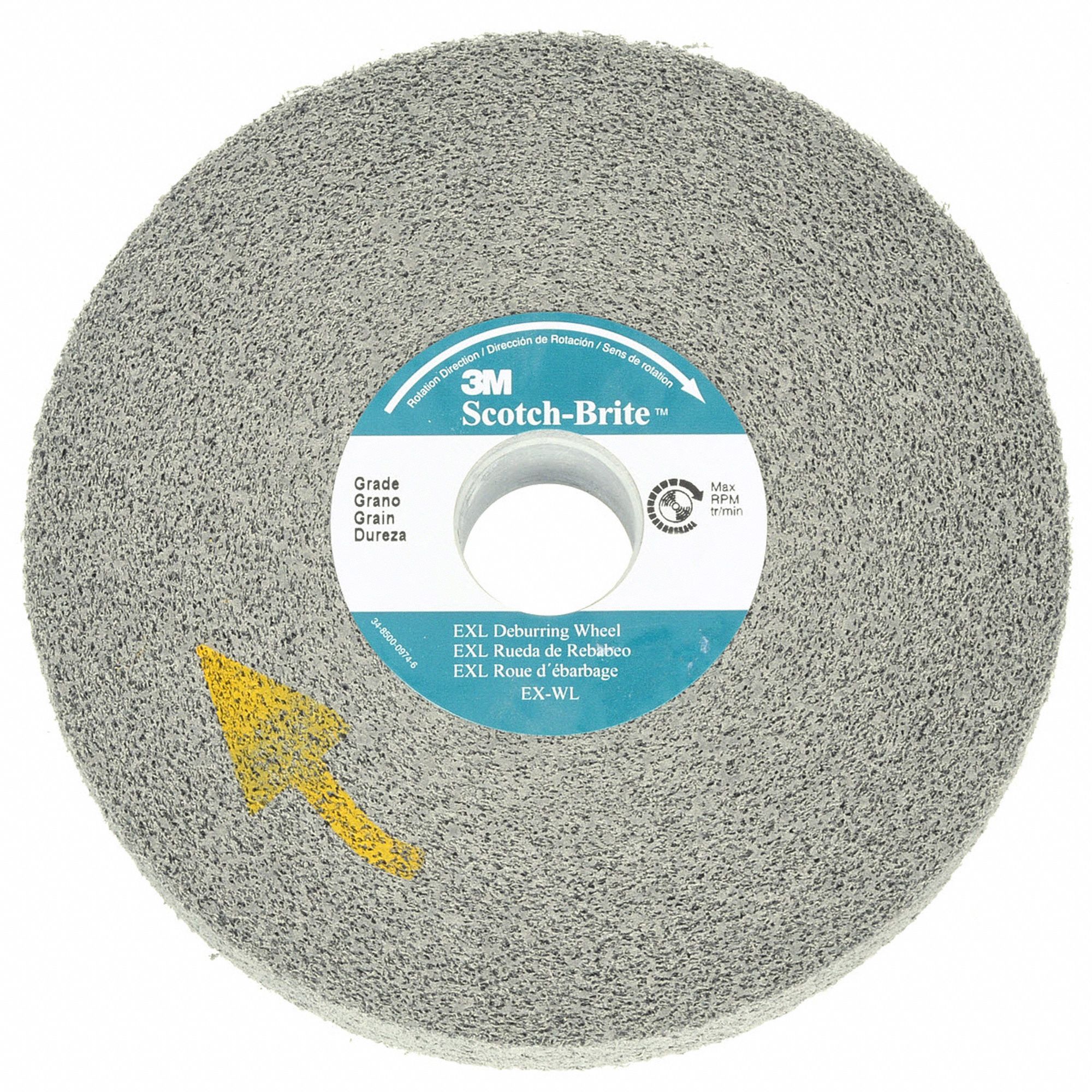 SCOTCHBRITE 8 in Deburring Convolute Wheel, 1/2 in W, 3 in Arbor Hole