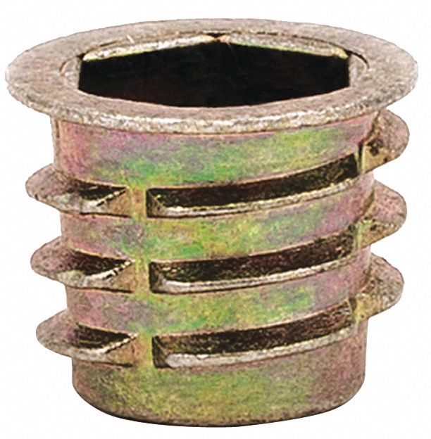 GRAINGER APPROVED Hex Drive Threaded Insert Flanged, Die Cast Zinc