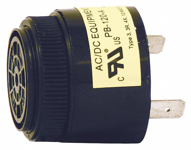GE Buzzer, Continuous Sound Pattern, 40 to 120V AC Voltage, Decibels