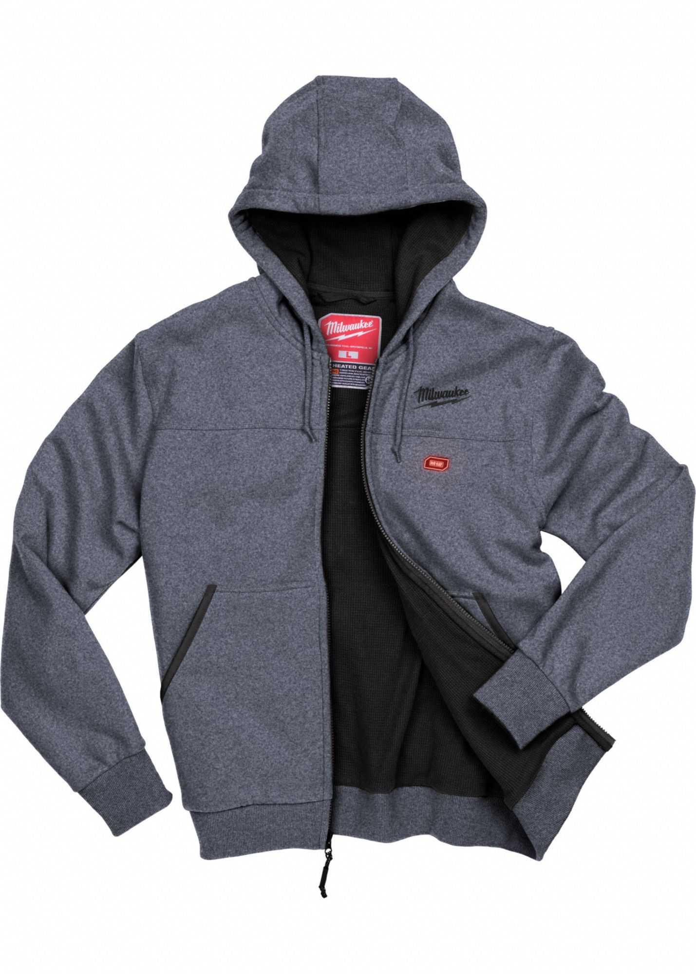 MILWAUKEE Heated Hoodie, XL, Mens, 20" L, Gray 506J17302G21XL 4811