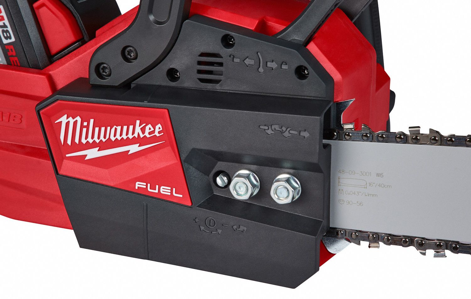 MILWAUKEE Chain Saw Battery Powered, 16 in Bar Lg, 2.8 hp HP 508V47272721HD 48111812