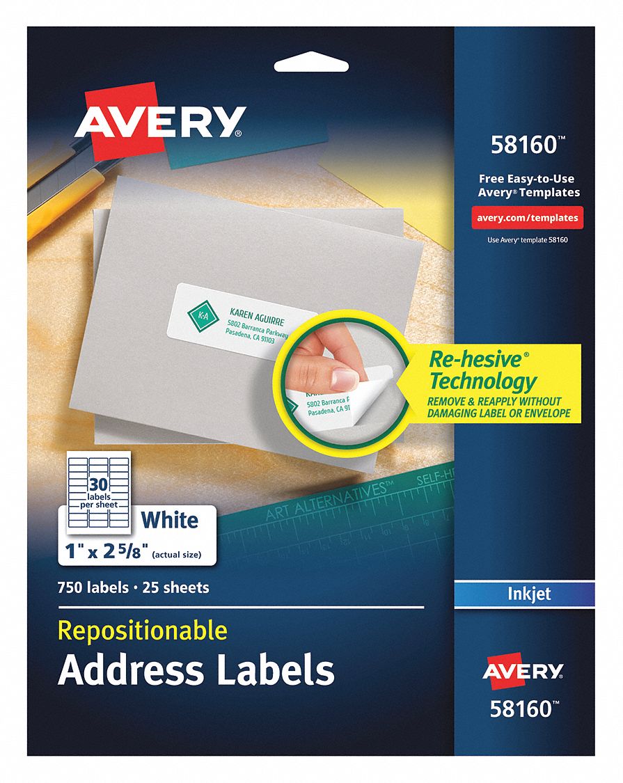 AVERY, 25, PK, Repositionable Labels 50MV4458160 Grainger
