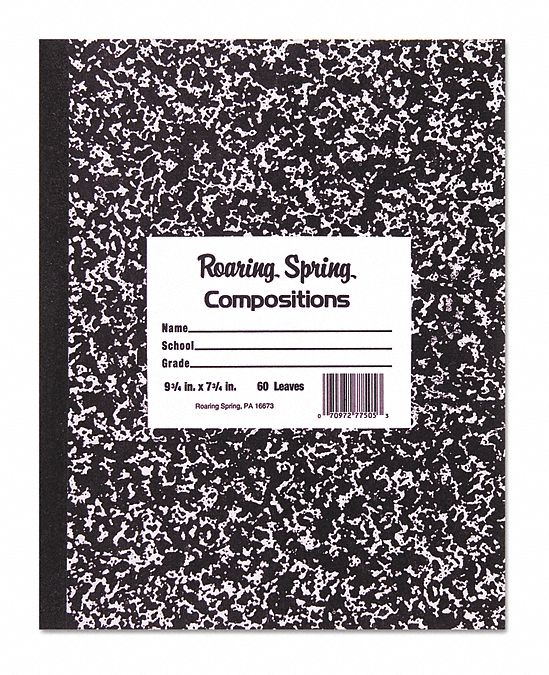 ROARING SPRING, Composition Book,100Sheet,Wide,Black 51LH5077230