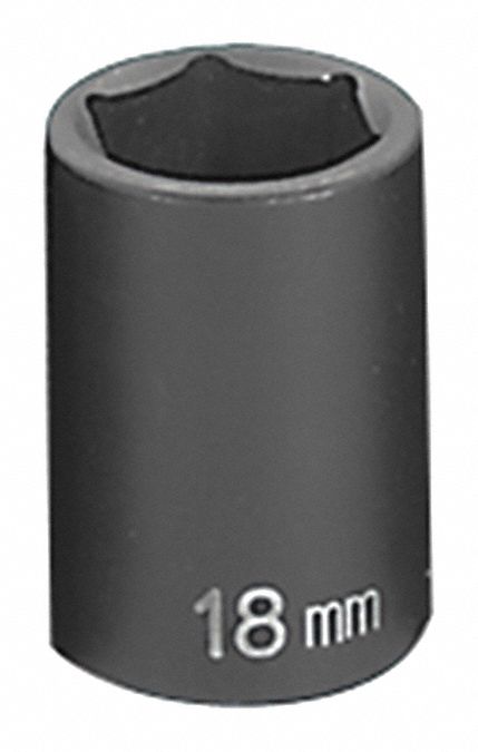 Socket,18mm,1/2"D,Impact,6pt., Socket,18mm,1/2"D,Impact,6pt., Socket