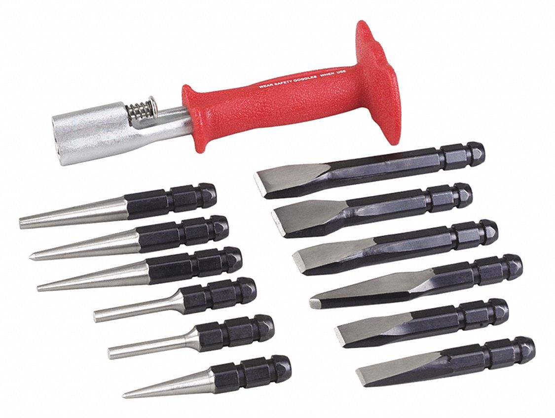 Punch/Chisel Set,Interchangeable 51PN314605 Grainger