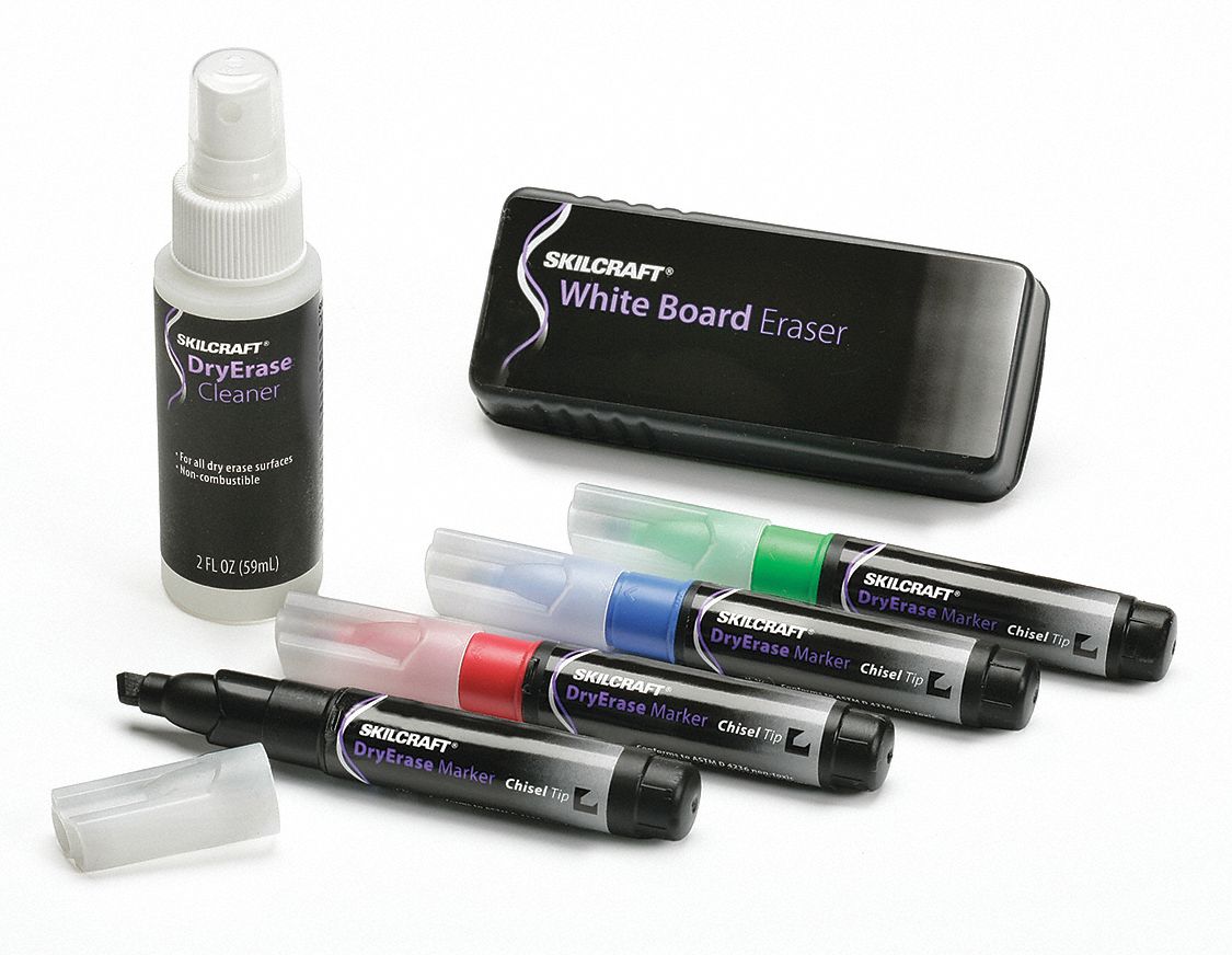 ABILITY ONE Dry Erase Markers Chisel, Capped, Assorted, 4 PK 52CE73