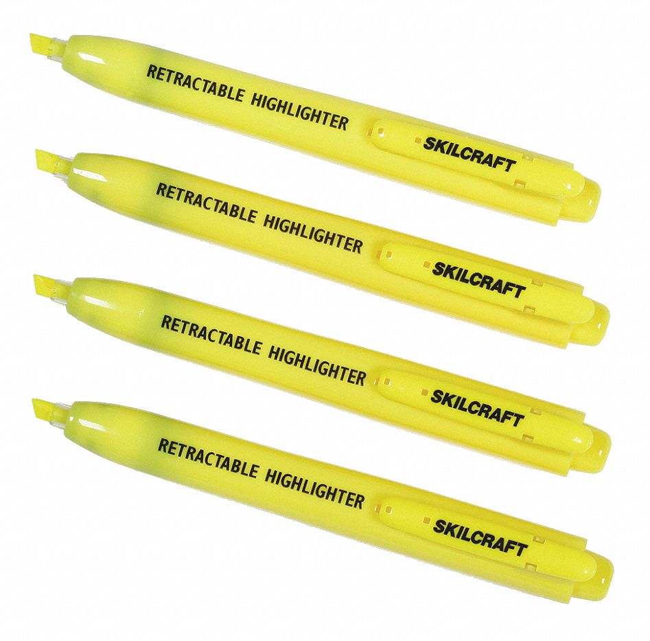 ABILITY ONE Highlighter, Marker Ink Color Yellow, Marker Tip Chisel
