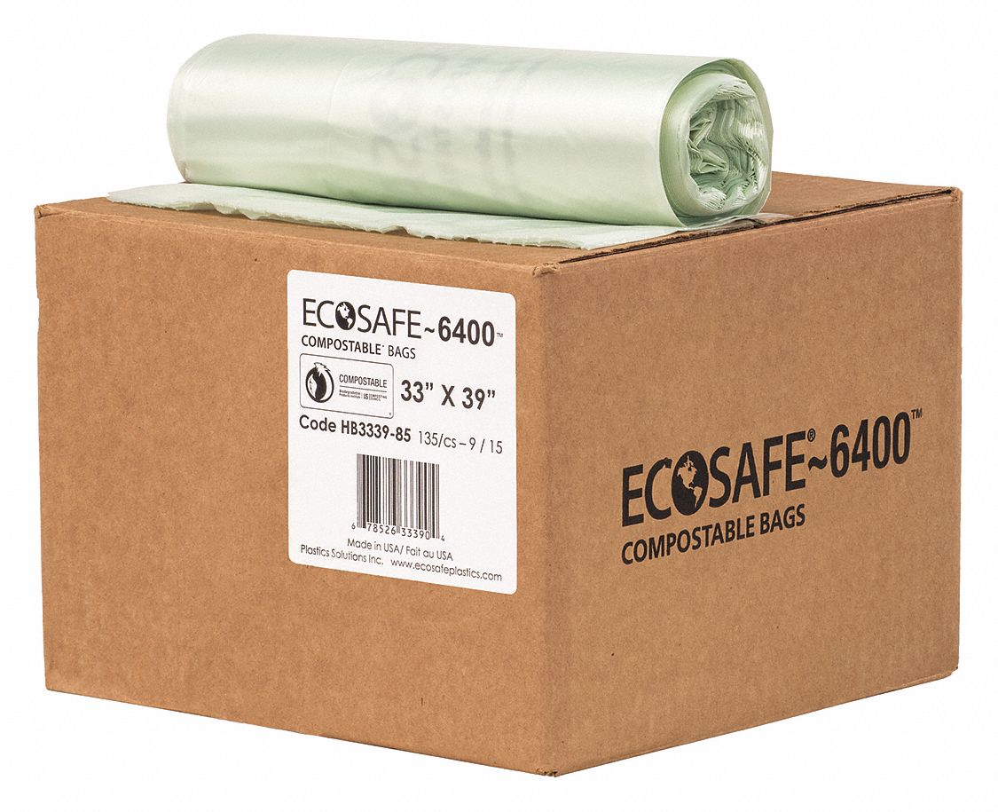 ECOSAFE6400 Compostable Trash Bags 35 gal Capacity, 33 in Wd, 39 in