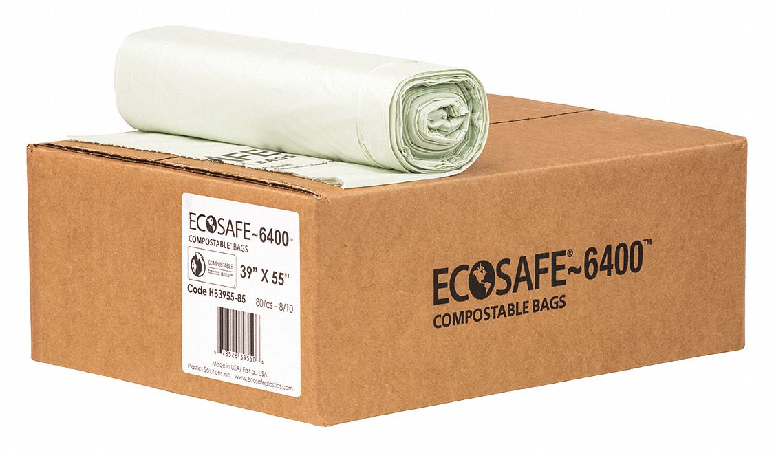 ECOSAFE6400 Compostable Trash Bags 45 gal Capacity, 39 in Wd, 55 in