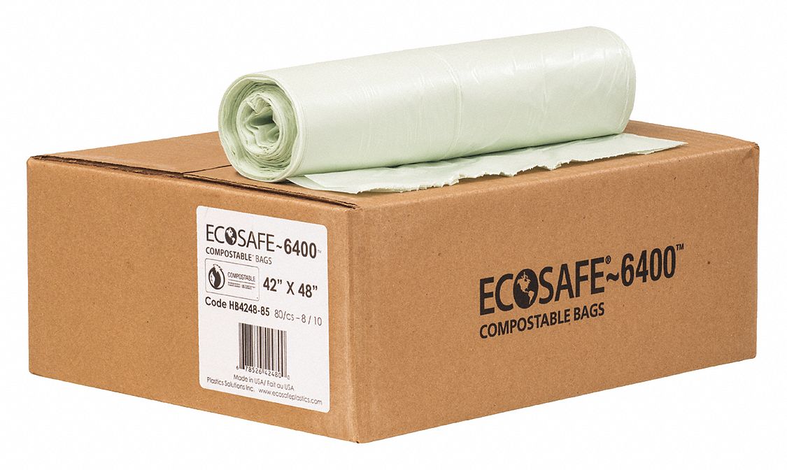 ECOSAFE6400 Compostable Trash Bags 55 gal Capacity, 42 in Wd, 48 in