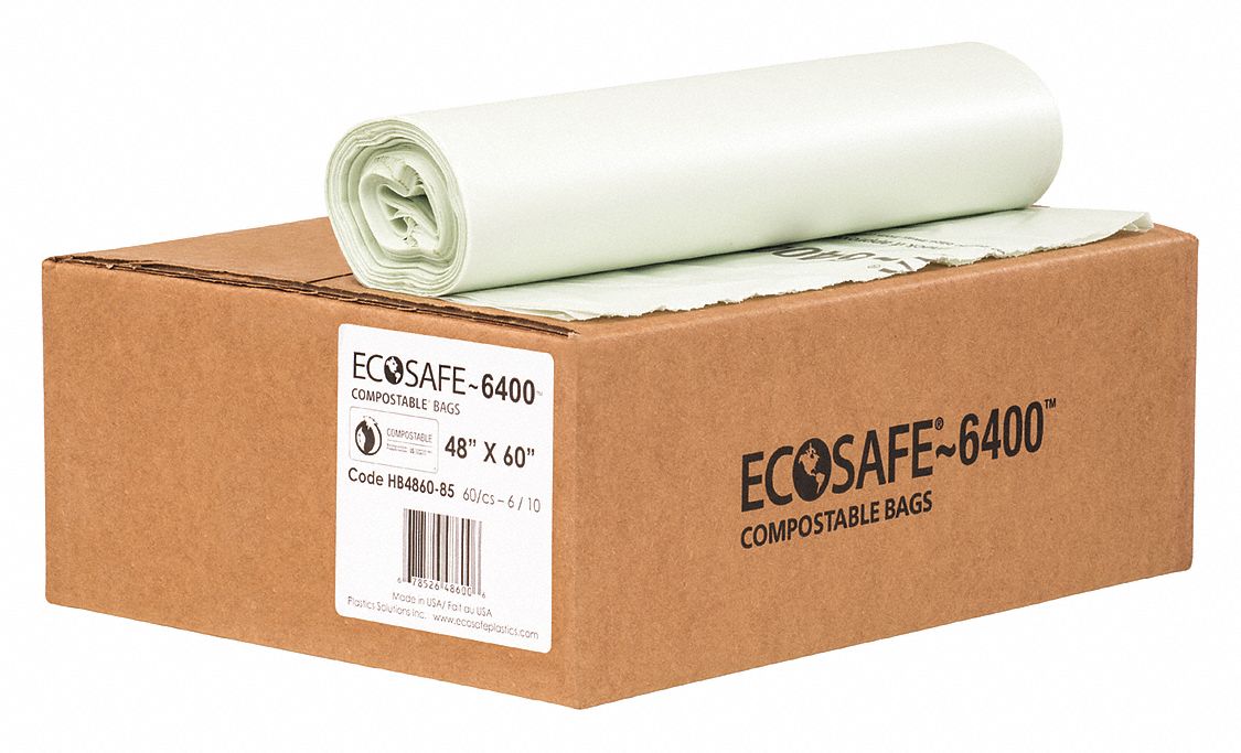 ECOSAFE6400 Compostable Trash Bags 64 gal Capacity, 48 in Wd, 60 in