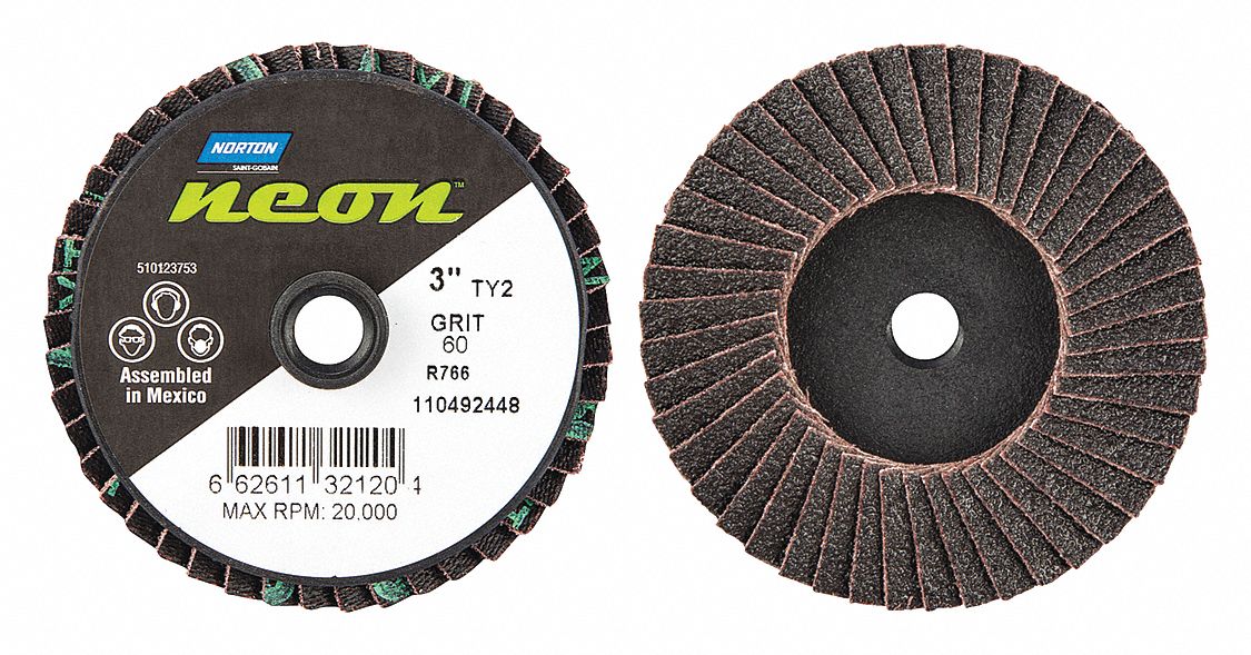NORTON Flap Disc 60 Abrasive Grit, Medium, Zirconia Alumina, Cloth