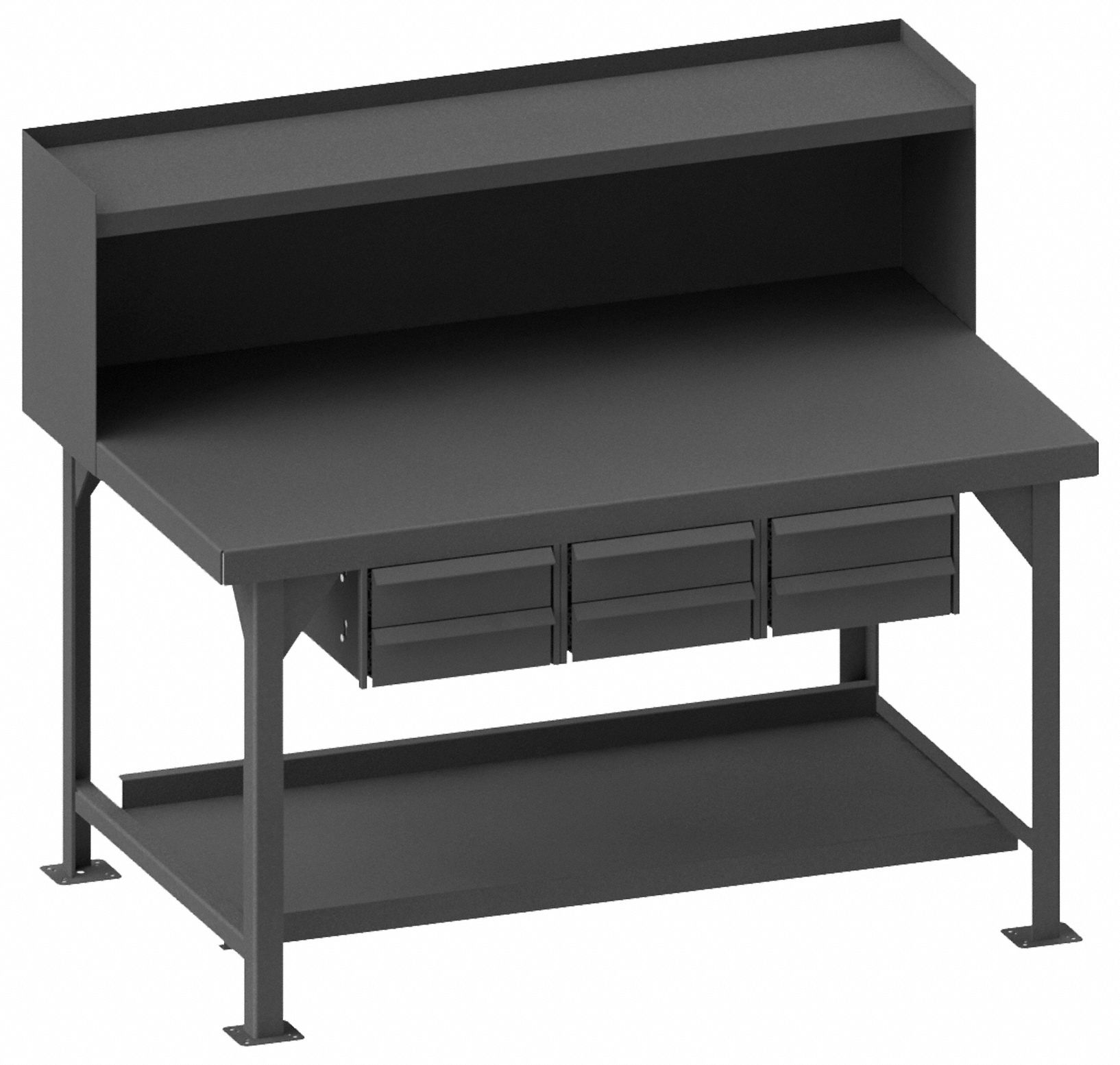 DURHAM MFG, Fixed Ht, Steel, Workbench with Riser 52CL94