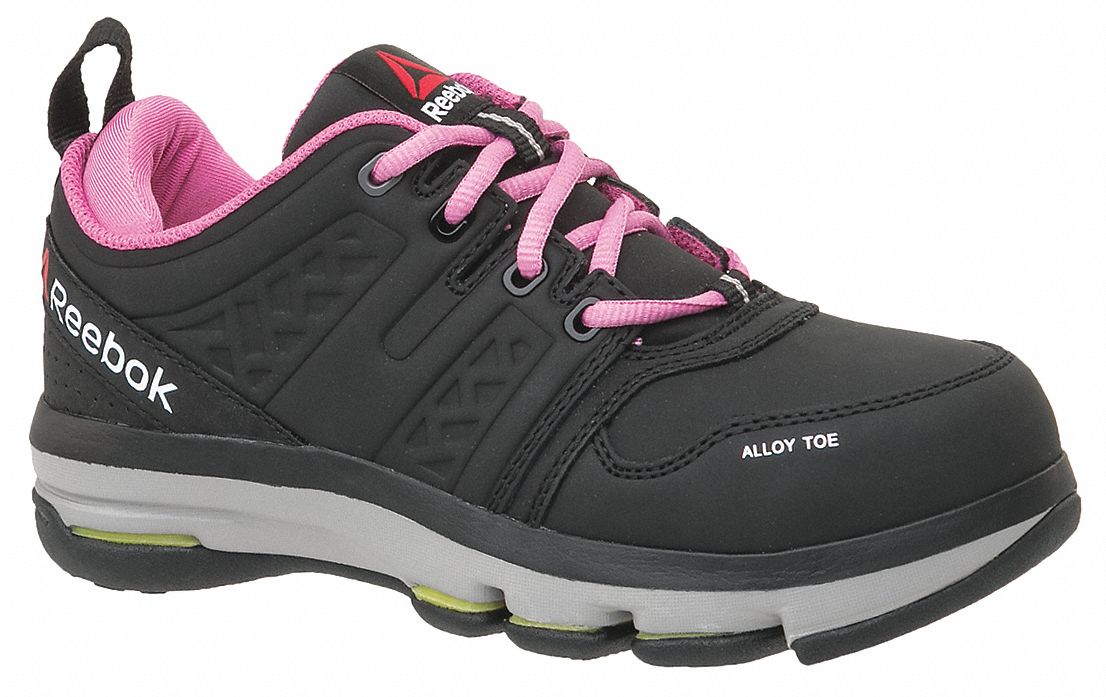 REEBOK Athletic Shoe, 9, W, Women's, Black, Alloy Toe Type, 1 PR