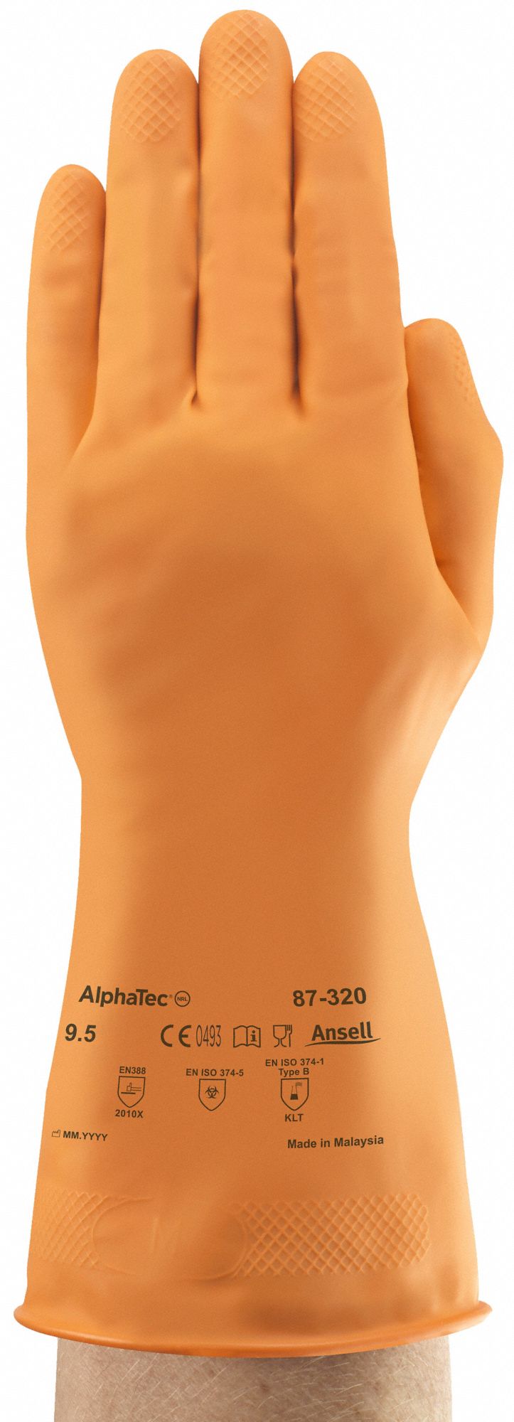 ANSELL Chemical Resistant Gloves, 9, Glove Materials Natural Rubber